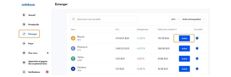 coinbase achat bitcoin